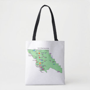 Bolsa Tote Mapa de Nomes de Local do SLO com Traduções em Ing
