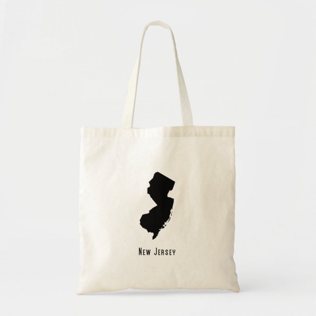 Bolsa Tote Mapa de Nova Jersey - Moderno preto e branco em No (Frente)