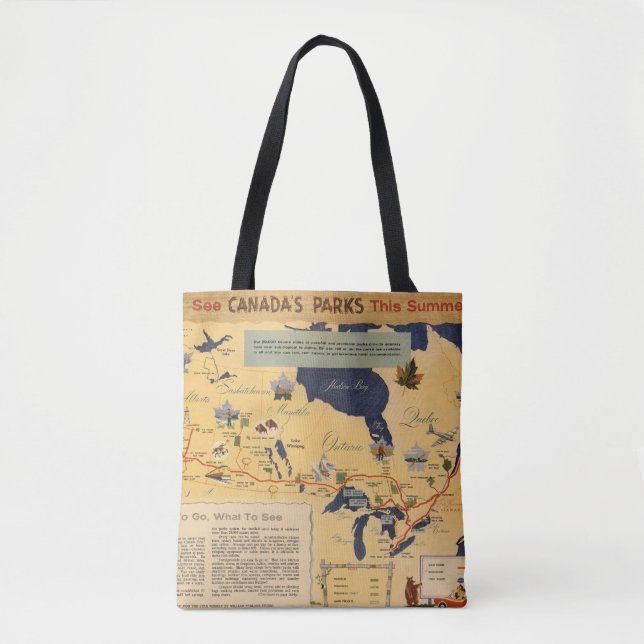 Bolsa Tote Mapa de parques de Canadá - de Canadá (Frente)