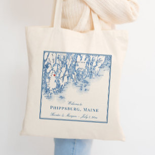 Bolsa Tote Mapa de Phippsburg Maine Elegante Boas-vindas de C