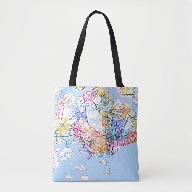 Bolsa Tote Mapa de Singapura (Frente)