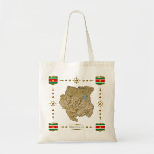 Bolsa Tote Mapa de Suriname + Saco das bandeiras