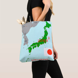Bolsa Tote Mapa de Terremotos no Japão Atividade Sísmica