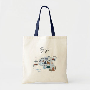 Bolsa Tote Mapa de viagem da Estônia (impressão frente e vers