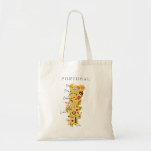 Bolsa Tote Mapa de viagem de Portugal (Impressão de um lado)