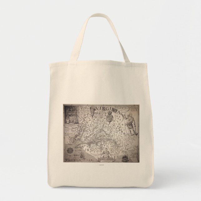 Bolsa Tote Mapa de Virgínia, 1612 (Frente)