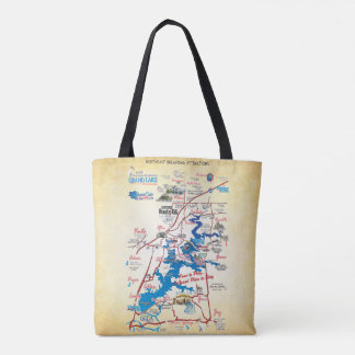 Bolsa Tote Mapa dimensional do Grand Lake OK 19 Poster