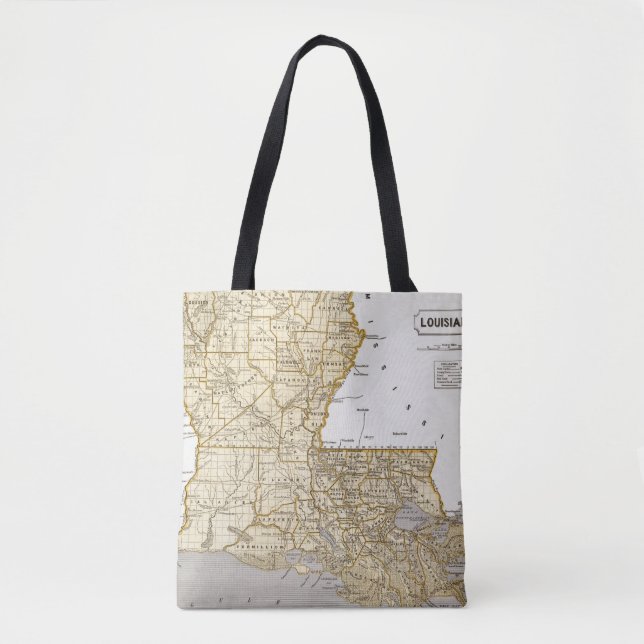 Bolsa Tote Mapa do atlas de Louisiana (Frente)