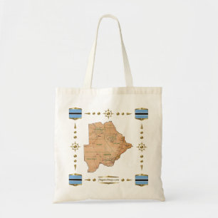 Bolsa Tote Mapa do Botsuana + Bandeiras