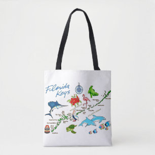 Bolsa Tote Mapa do Florida Keys na Manga