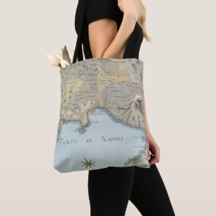 Bolsa Tote Mapa do golfo de Nápoles e de arredores