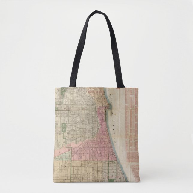 Bolsa Tote Mapa do guia de Blanchard de Chicago 2 (Frente)