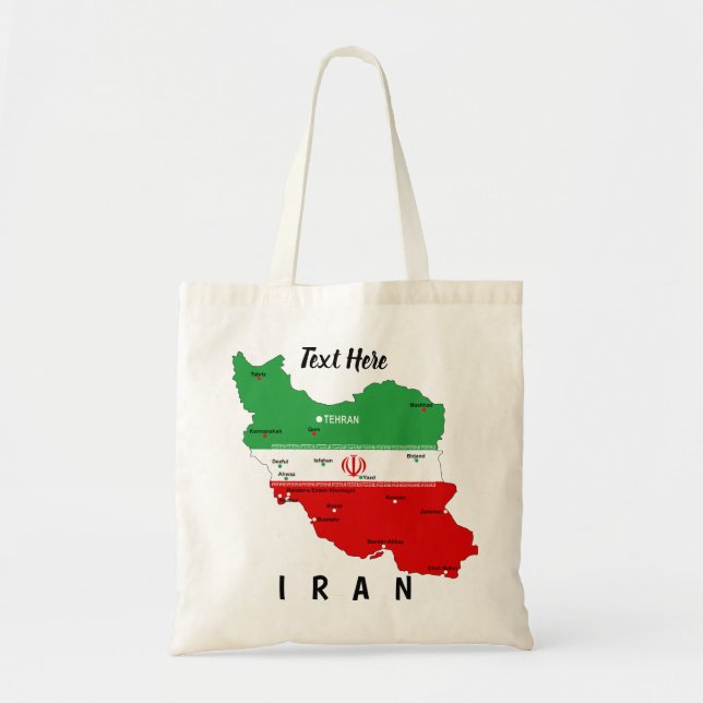 Bolsa Tote Mapa do Irã com Bandeira e Emblema (Frente)