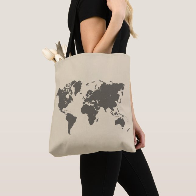 Bolsa Tote Mapa do Mundo (Close Up)