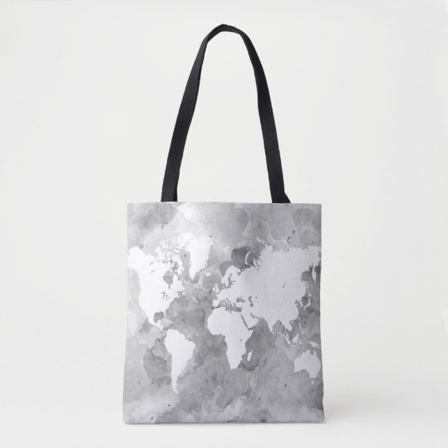Bolsa Tote Mapa do mundo da cinza 49 (Frente)