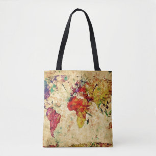 Bolsa Tote Mapa do mundo do vintage