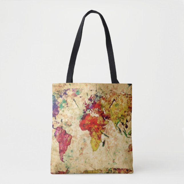 Bolsa Tote Mapa do mundo do vintage (Frente)