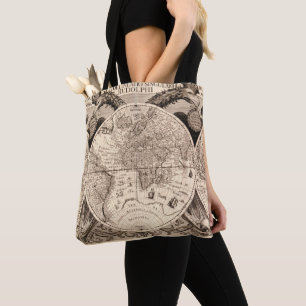 Bolsa Tote Mapa do mundo do vintage