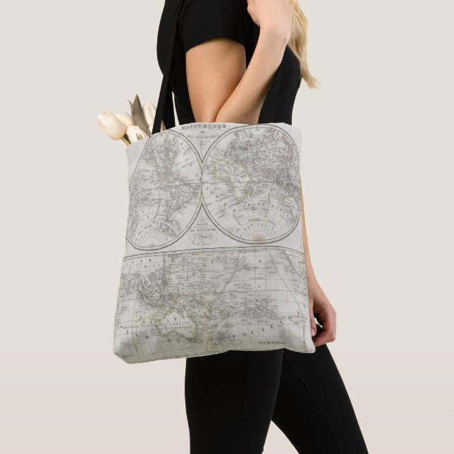 Bolsa Tote Mapa do mundo em dois hemisférios (Close Up)