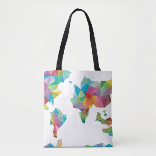 Bolsa Tote Mapa do mundo feito de formas geométricas