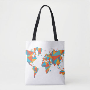 Bolsa Tote Mapa do mundo geométrico abstrato