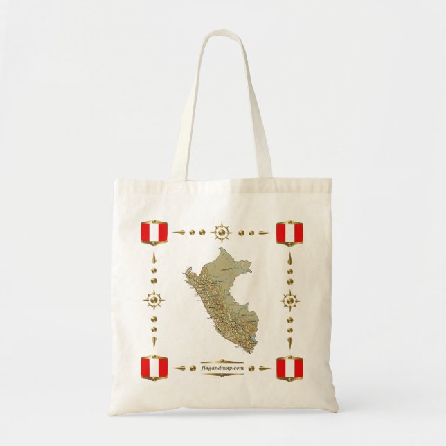 Bolsa Tote Mapa do Peru + Saco de Sinalizadores (Frente)