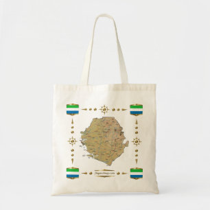 Bolsa Tote Mapa do Sierra Leone + Saco das bandeiras