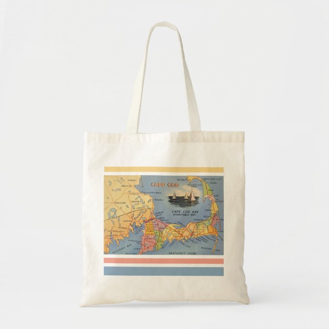 Bolsa Tote Mapa do Velho Cabo Cod Massachusetts (Frente)