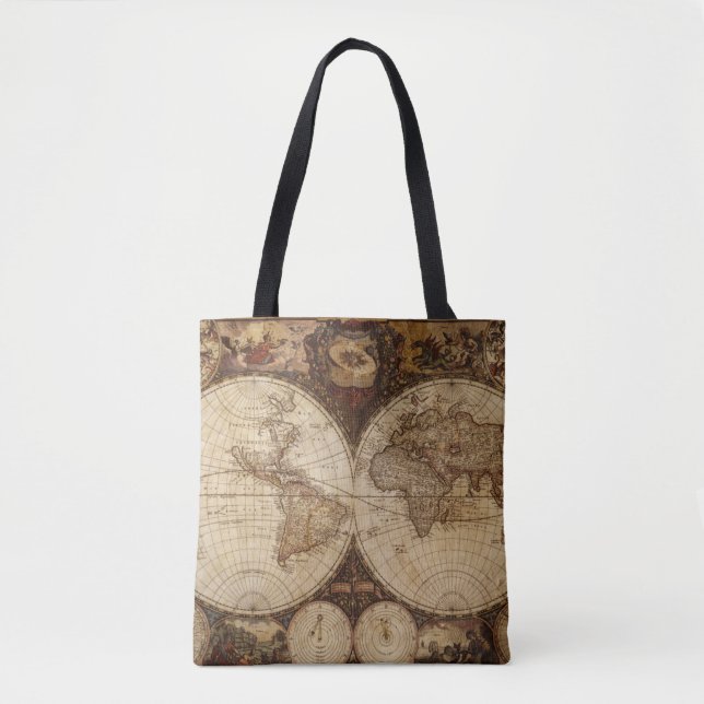 Bolsa Tote Mapa do vintage (Frente)