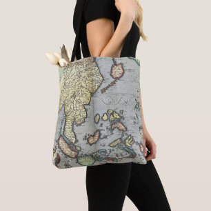 Bolsa Tote Mapa do vintage de India 1592