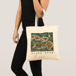Bolsa Tote Mapa Dole do Havaí 1950 Trip/Ano