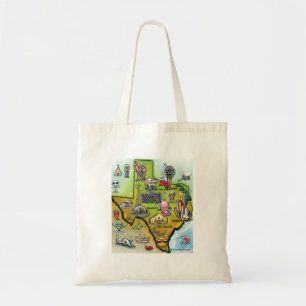 Bolsa Tote Mapa dos desenhos animados de Texas