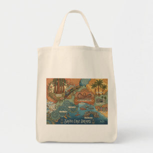 Bolsa Tote Mapa dos Sonhos de Santa Cruz Califórnia – Costa V