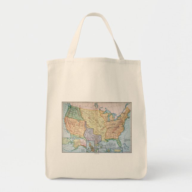 Bolsa Tote Mapa: E.U. Expansão, 1905 (Frente)