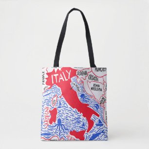 Bolsa Tote mapa estilizado da Itália desenhado à mão. ilus