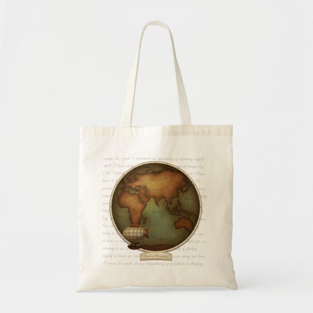 Bolsa Tote Mapa Faux antigo dos hemisférios oriental e ociden (Frente)