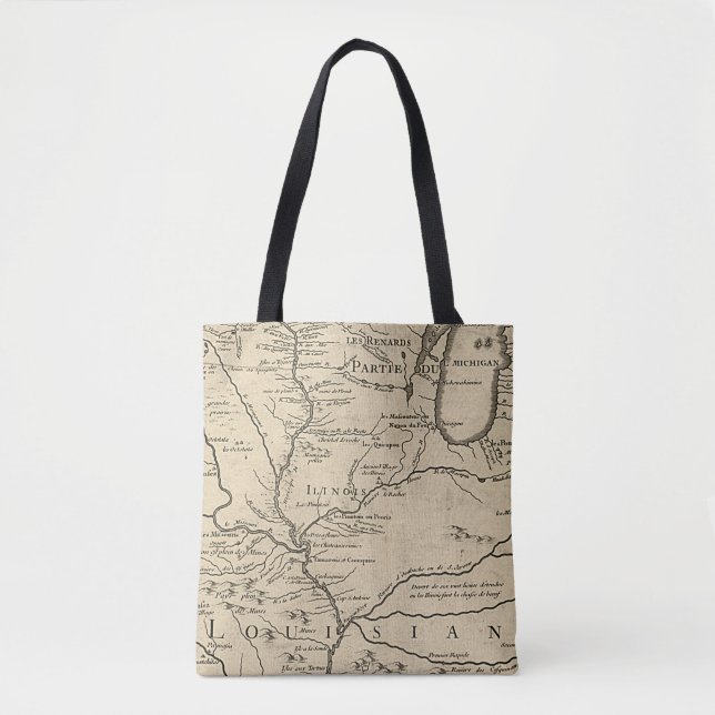 Bolsa Tote Mapa histórico de Illinois de 1718 (Frente)