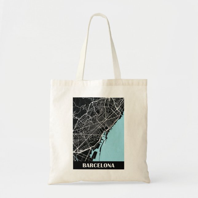 Bolsa Tote Mapa Minimalista de Barcelona (Frente)