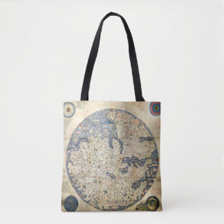 Bolsa Tote Mapa mundial do mapa mundial monge veneziano Fra M