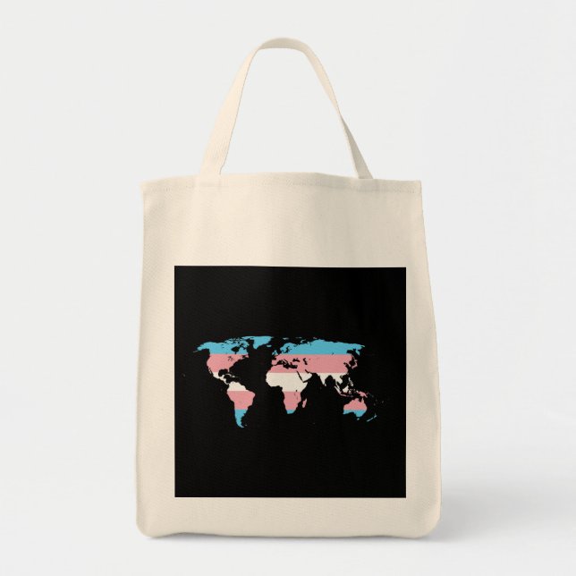 Bolsa Tote Mapa mundial do orgulho transgênere (Frente)