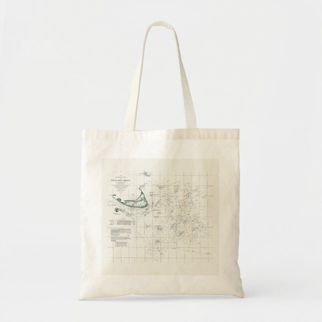 Bolsa Tote Mapa náutico de Nantucket (Frente)