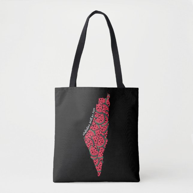 Bolsa Tote Mapa Palestino cheio de Melancias | Palestina livr (Frente)