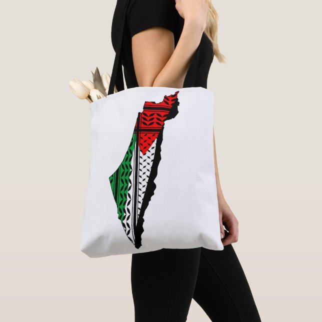 Bolsa Tote Mapa Palestino que Bandeira e Padrão Keffiyeg (Close Up)