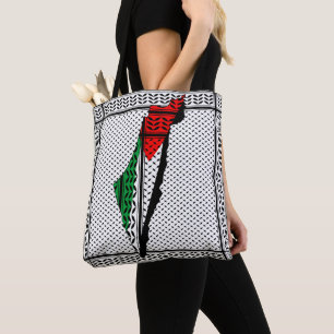 Bolsa Tote Mapa Palestino que Bandeira e Padrão Keffiyeg