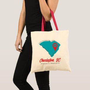 Bolsa Tote Mapa Personalizado da Carolina do Sul