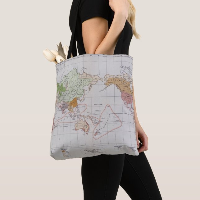 Bolsa Tote Mapa que mostra as línguas do mundo (Close Up)
