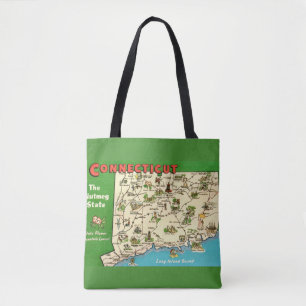 Bolsa Tote Mapa Retro Antigo de Connecticut