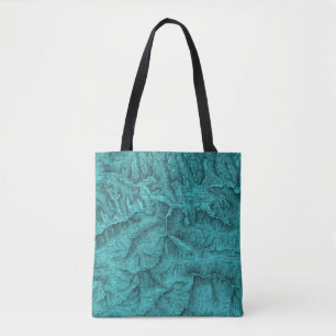 Bolsa Tote Mapa Topográfico de Montanha Azul