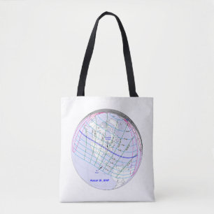Bolsa Tote Mapa total 2017 do trajeto do eclipse solar
