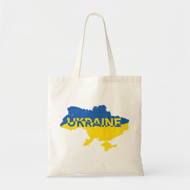 Bolsa Tote Mapa ucraniano. Bandeira ucraniana. Saco de toalha (Frente)